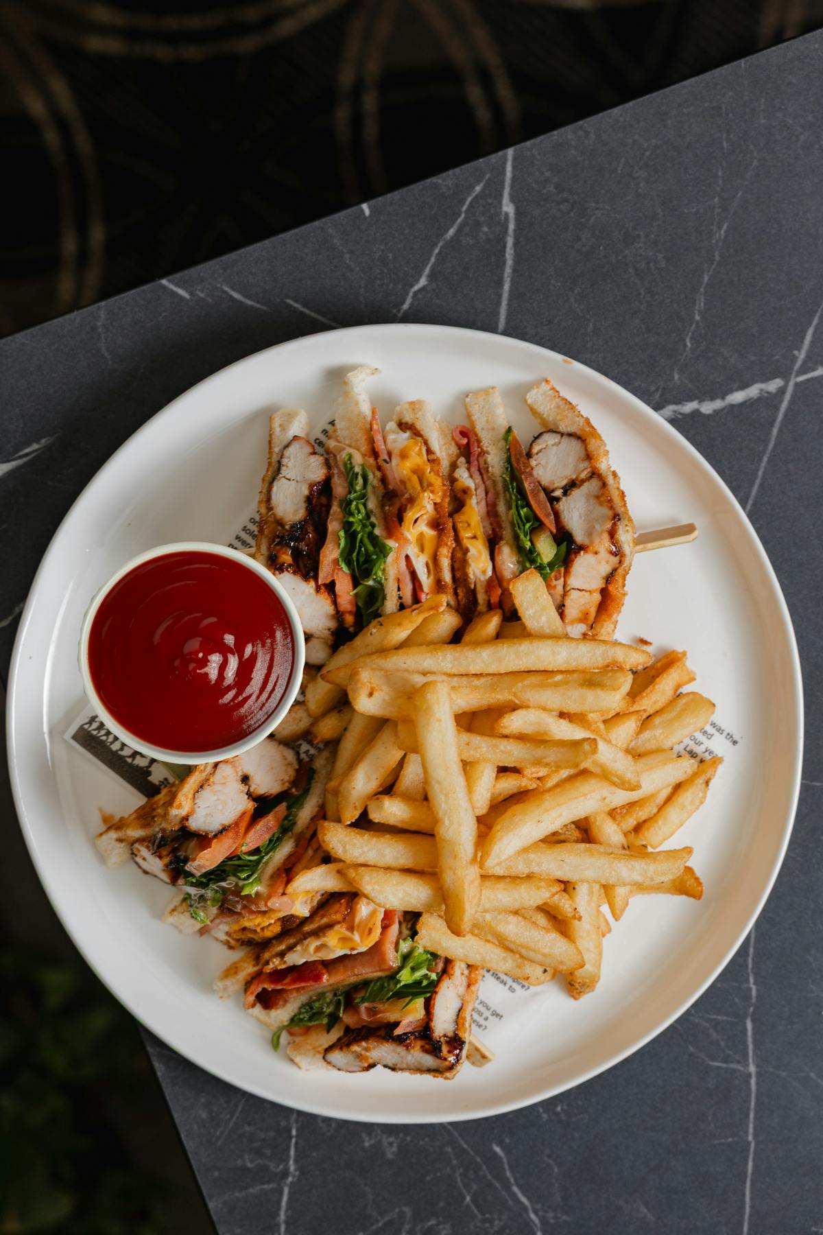 Atrium Club Sandwich ketchup